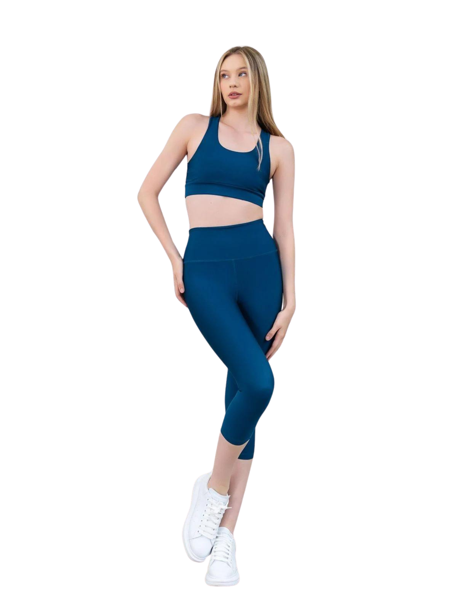 4314 Leggings Capri en bleu à essence