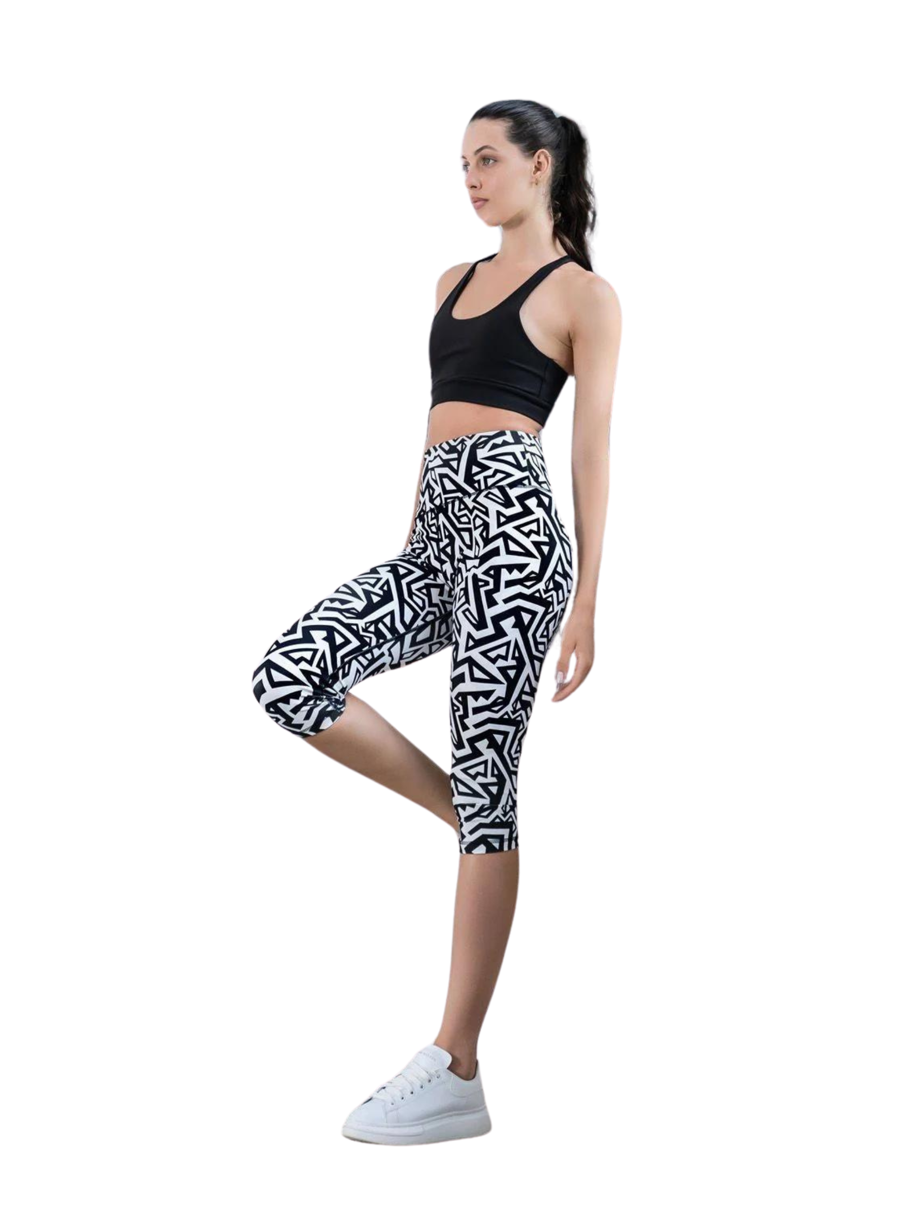 941 Capri leggings in black & white