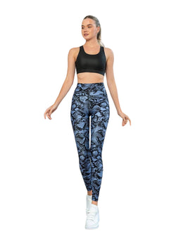 422 Leggings de cintura extra alta en azul-negro