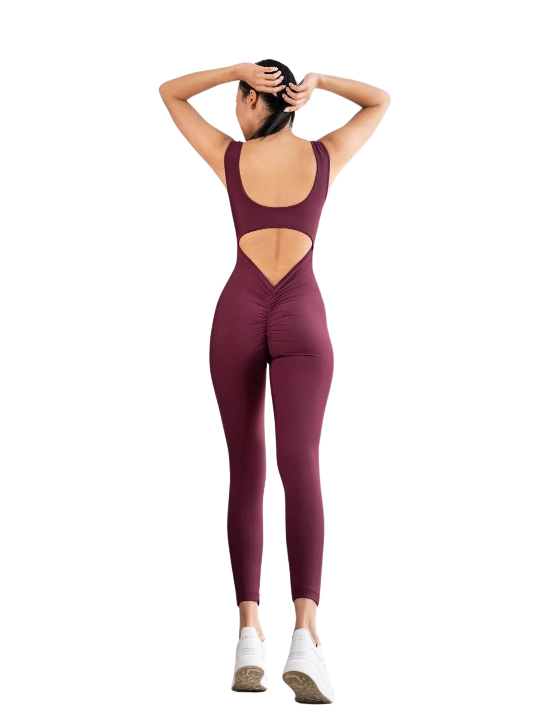 1404 Scrunch Butt Jumpsuit in Bordeaux