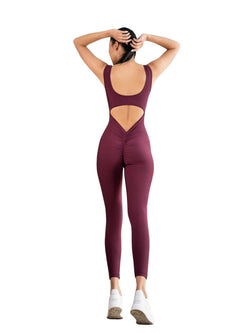 1404 Scrunch butt Jumpsuit in Bordeaux