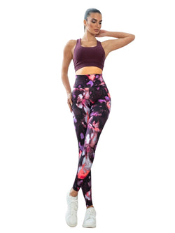 413 Leggings a vita alta in rosa-nero