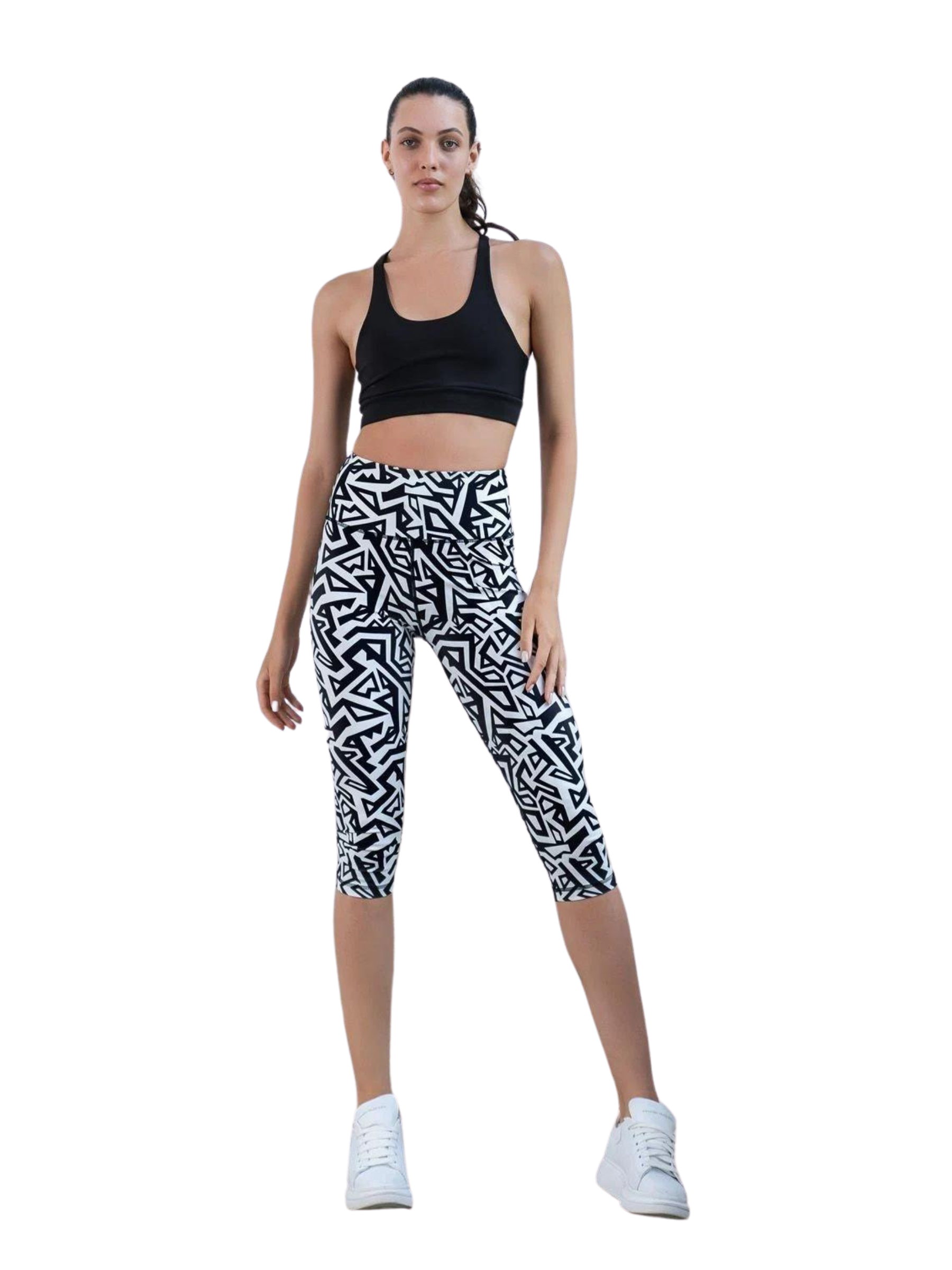 941 Capri Leggings in Schwarz & Weiss