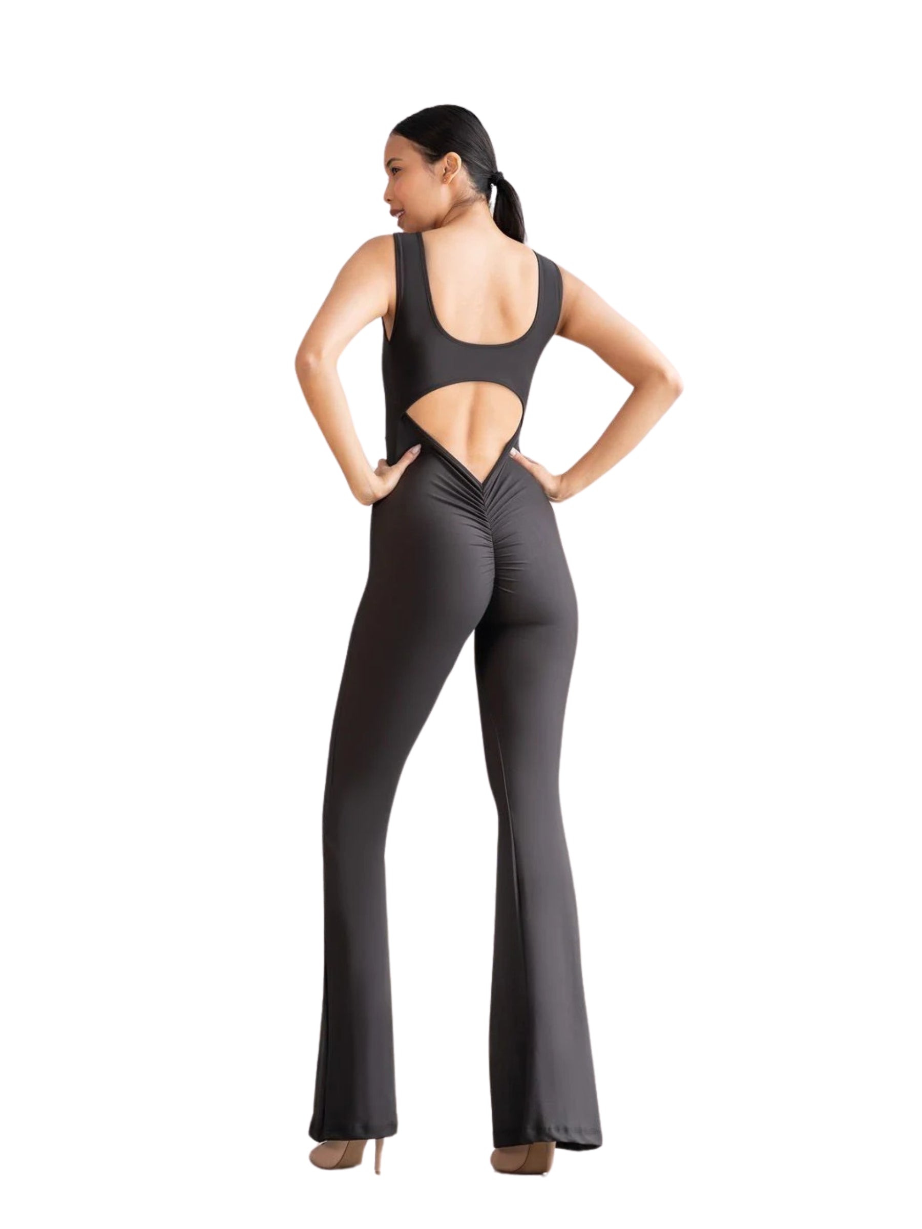 1500 Spanish Scrunch Butt Jumpsuit in Schwarz