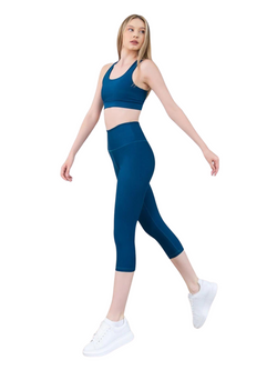 4314 Leggings Capri in blu petrolio