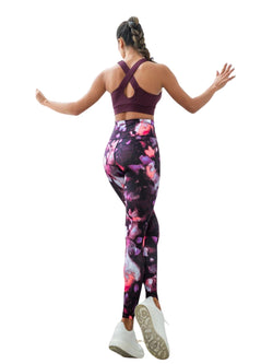 413 Leggings a vita alta in rosa-nero