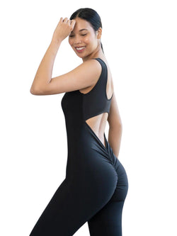 1400 Scrunch Butt Jumpsuit in Schwarz