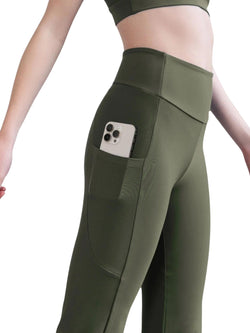 436 Pocket flare leggings in khaki