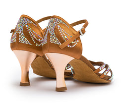 DQ L3M dance shoes in bronze with rhinestones