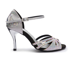 Scarpe da ballo DQ L3M in argento con strass