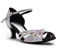 DQ L3M Chaussures de danse en argent avec strass