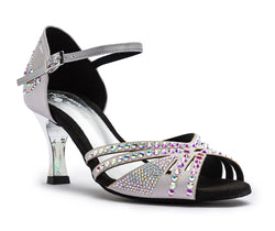 DQ L3M dance shoes in silver with rhinestones