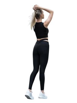 814 - Legging taille très haute avec découpe aux hanches en noir