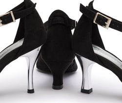 DQ1001 Dance shoes in black with suede sole