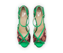 Zapatos de danza NAOS en verde con estampado floral