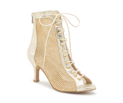 Scarpe da ballo con tacco Halley in glitter oro