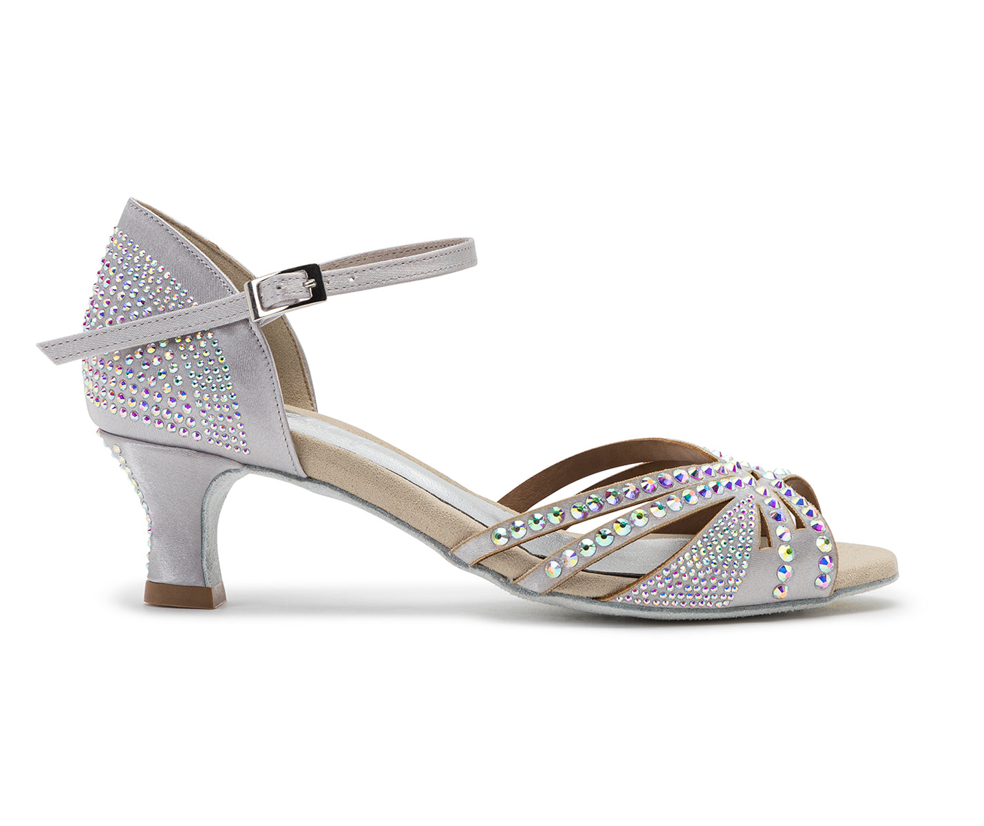 DQ L3M dance shoes in silver with rhinestones & bright insole