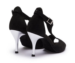 DQ1001 Dance shoes in black with suede sole