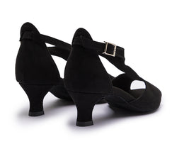 DQ1001 Chaussures de danse en noir avec semelle en daim