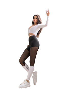 1004 Leggings extra-hauts en noir et blanc