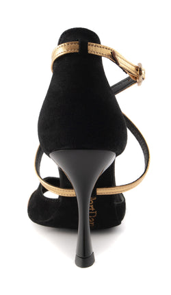 PD816 leather dance shoes in black gold