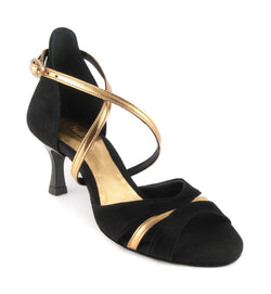 Scarpe da ballo in pelle PD816 in oro nero