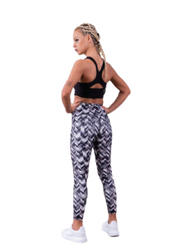 1038 Legging taille extra haute à motif noir et blanc