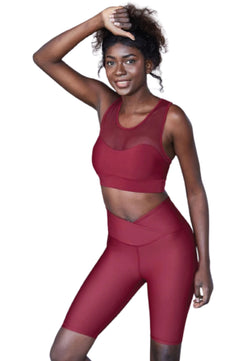 6018 Biker Leggings Ve Waist in Bordeaux