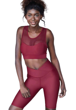 6018 Biker Leggings Ve Waist in Bordeaux