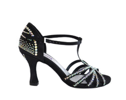 Zapatos de danza L9 de strass de satén negro