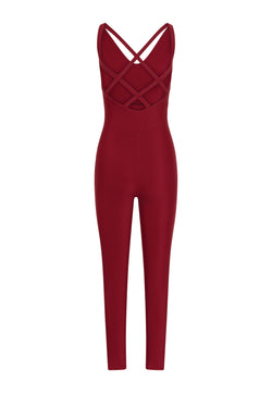 2101 Double Cross Jumpsuit in Bordeaux