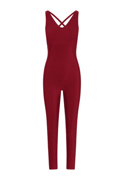 2101 Double Cross Jumpsuit in Bordeaux