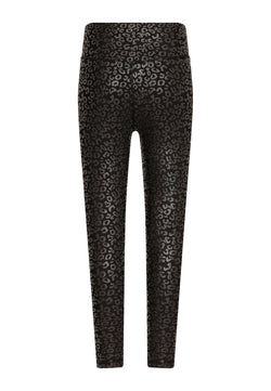 1150 Leggings de aspecto de cuero en negro y plateado