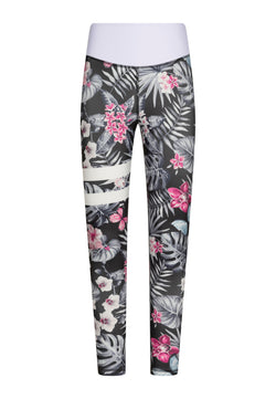 890 Extra high waist leggings in black & white flowered