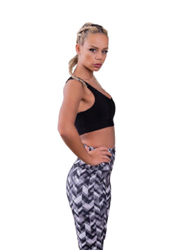 1038 Extra High Waist Leggings in Black & White Pattern