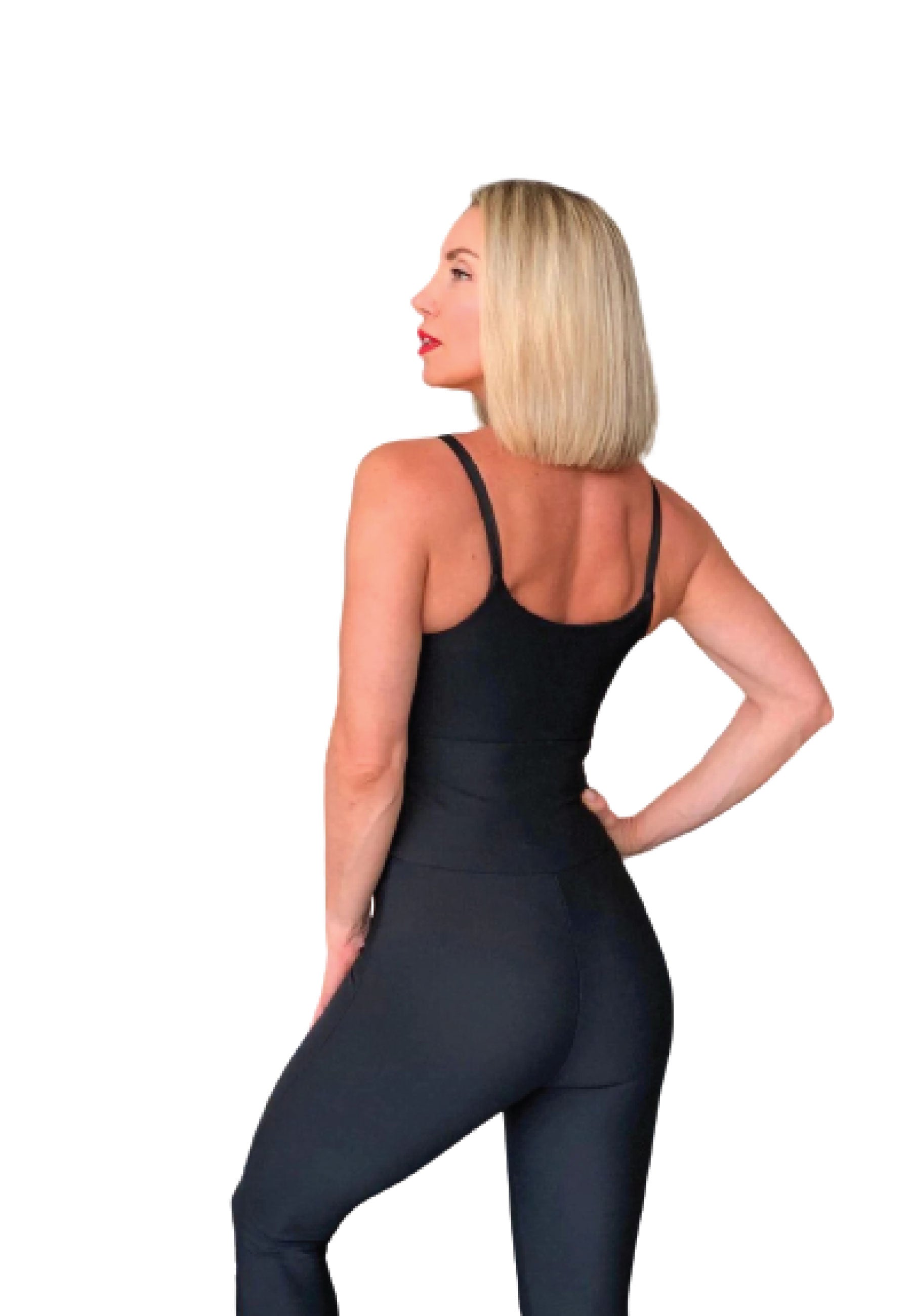 2700 Front Side Detailed Jumpsuit en noir