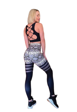 892 Leggings extra-haute taille en vert Snake