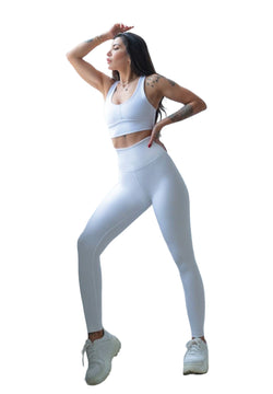 314 Leggings invernali a vita alta di colore bianco