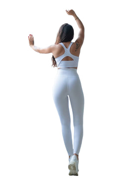 314 Leggings invernali a vita alta di colore bianco