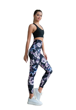 334 leggings in vita alta in ventola nera, blu, rosa