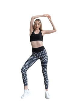 308 Leggings extra de cintura alta en blanco y negro con rayas