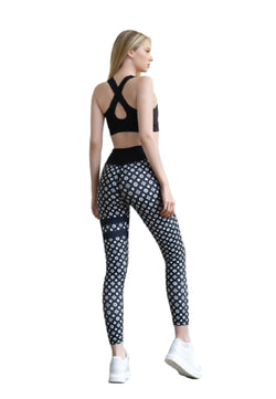 308 extra high waist leggings in black and white with stripes