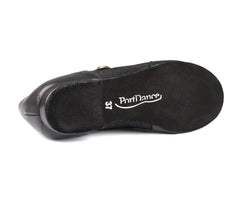 PD07 Zapato de baile en Beverly negro con suela de ante