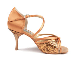 PD801 Chaussures de danse en satin foncé bronze